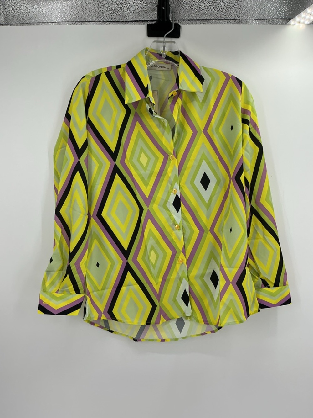 Polo bonetta geographic button down top new beige large